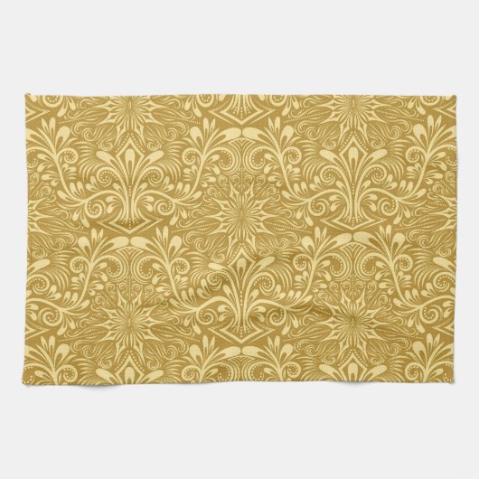Golden Damask Barockfarbenes Muster Geschirrtuch (Horizontal)