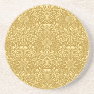 Golden Damask Barockfarbenes Muster Getränkeuntersetzer