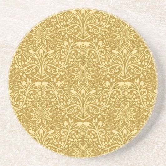 Golden Damask Barockfarbenes Muster Getränkeuntersetzer (Vorne)
