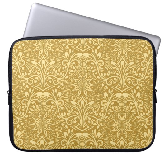 Golden Damask Barockfarbenes Muster Laptopschutzhülle (Vorderseite)