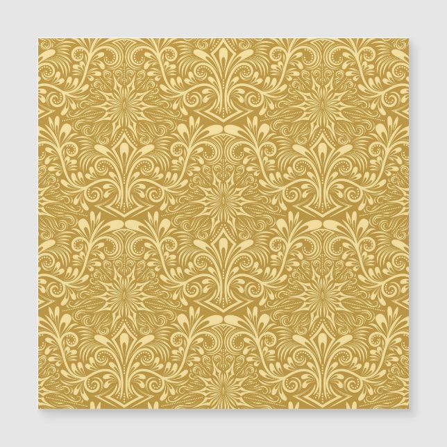 Golden Damask Barockfarbenes Muster Magnetkarte (Vorderseite)