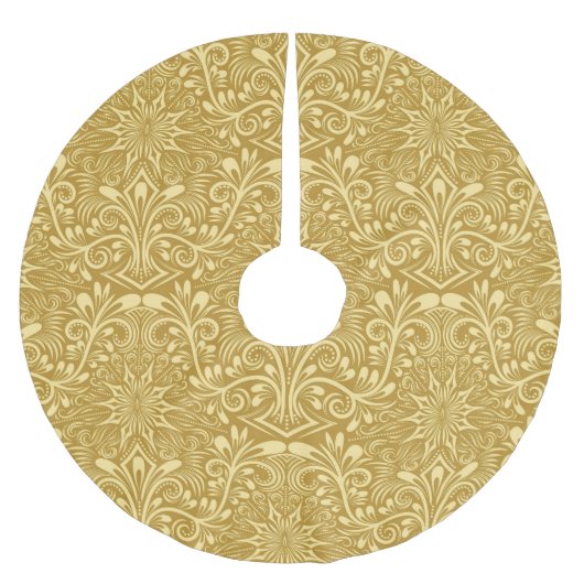 Golden Damask Barockfarbenes Muster Polyester Weihnachtsbaumdecke (Vorderseite)