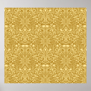 Golden Damask Barockfarbenes Muster Poster