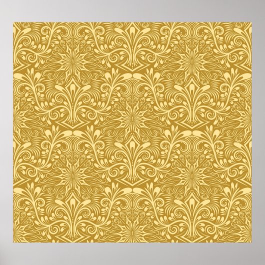 Golden Damask Barockfarbenes Muster Poster (Vorne)