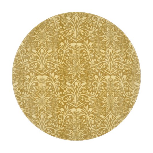 Golden Damask Barockfarbenes Muster Schneidebrett (Vorderseite)