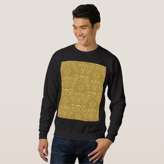 Golden Damask Barockfarbenes Muster Sweatshirt (Vorne ganz)