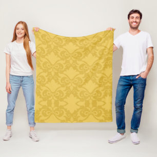 Golden Damask Bows Fleecedecke