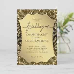 Golden Damask Elegance Hochzeit Einladung