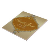 Golden Damask Fraktal Lace Wedding Keepake Fliese (Seite)