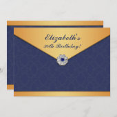 Golden Damask Geburtstagspauschale Einladung (Vorne/Hinten)