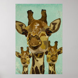 Golden Damask Giraffen Art Poster