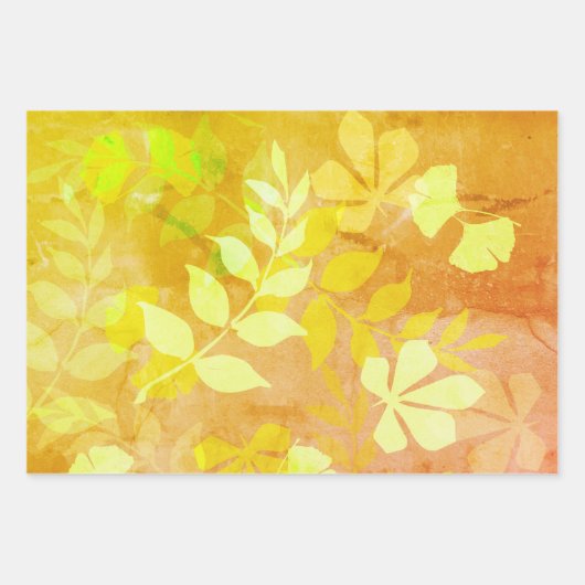 Golden Damask, Handwerk Zinnias und Mandarine Leaf Geschenkpapier Set (Vorderseite 3)