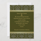 Golden Damask Luxus maßgeschneiderte Hochzeitseinl Einladung (Rückseite)