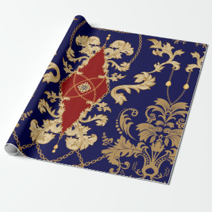 Golden Damask nahtloses Muster. Vintager indischer Geschenkpapier