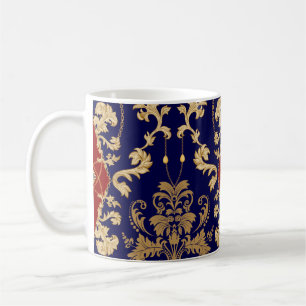 Golden Damask nahtloses Muster. Vintager indischer Kaffeetasse