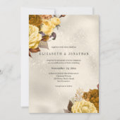 Golden Damask Rose Hochzeit Einladung (Vorderseite)