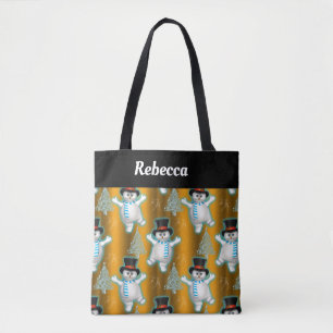 Golden Dancing Snowmen Weihnachten Große Weihnacht Tasche