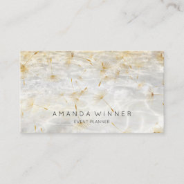 Golden Dandelion Confetti Grungy Gray Water Visitenkarte