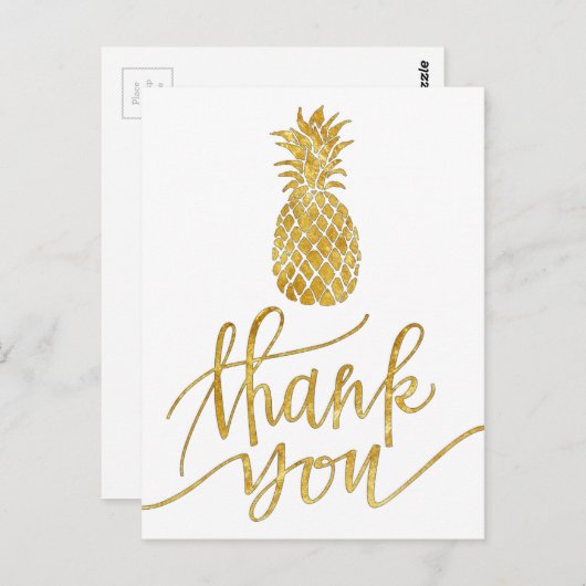 golden danke dir kalligraphie Ananas Postkarte (Vorne/Hinten)
