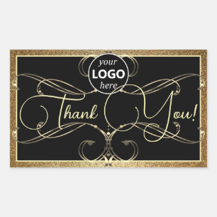 Golden Danke Logos-Rectangle geblüht Rechteckiger Aufkleber