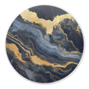 Golden Dark Blue Marble Muster Keramikknauf