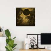 Golden Dark Forest Eclipse Poster (Heimbüro)