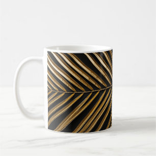 Golden Date Palm Leaf: Schwarz Minimalistisch Kaffeetasse