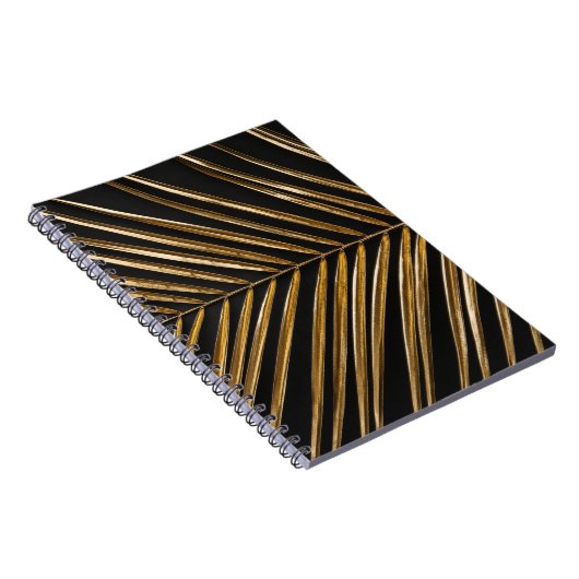 Golden Date Palm Leaf: Schwarz Minimalistisch Notizblock (Rechte Seite)