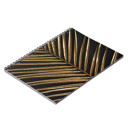 Golden Date Palm Leaf: Schwarz Minimalistisch Notizblock (Linke Seite)