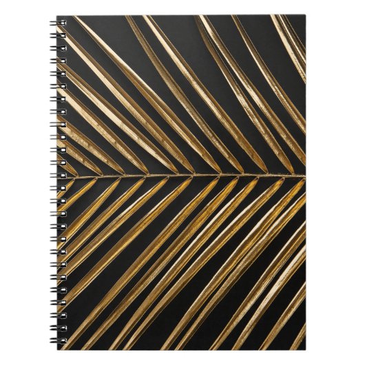 Golden Date Palm Leaf: Schwarz Minimalistisch Notizblock (Vorderseite)