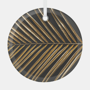 Golden Date Palm Leaf: Schwarz Minimalistisch Ornament Aus Glas