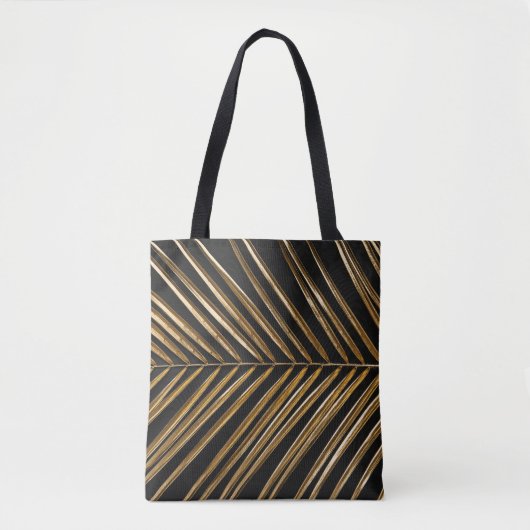 Golden Date Palm Leaf: Schwarz Minimalistisch Tasche (Vorderseite)