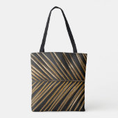 Golden Date Palm Leaf: Schwarz Minimalistisch Tasche (Rückseite)