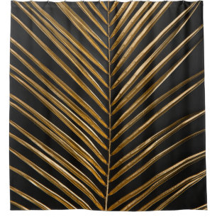 Golden Date Palm: Minimalistischer schwarzer Hinte Duschvorhang
