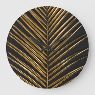 Golden Date Palm: Minimalistischer schwarzer Hinte Große Wanduhr