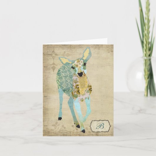 Golden Dearest Monogram Notecard (Vorderseite)