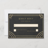 Golden Deco wedding RSVP Karte (Vorderseite)