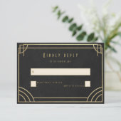Golden Deco wedding RSVP Karte (Stehend Vorderseite)