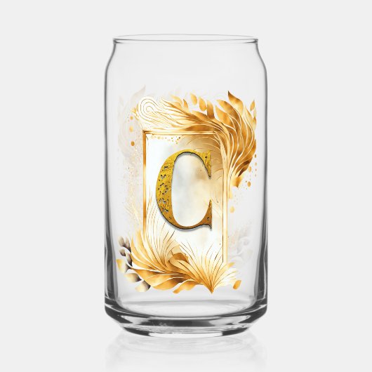 Golden Decorable Gerahmt Monogram Letter C Dosenglas (Vorderseite)
