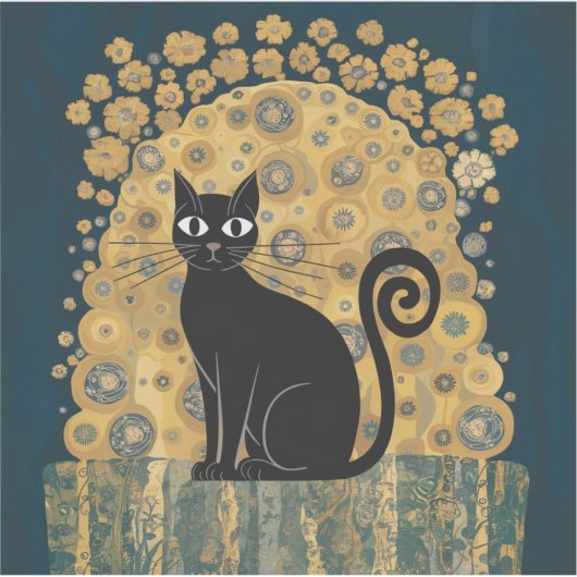 Golden Decorative Gustav Klimt Style Schwarze Katz Aufkleber (Vorderseite)
