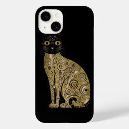 Golden Decorative Gustav Klimt Style Schwarze Katz Case-Mate iPhone 14 Hülle