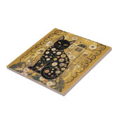 Golden Decorative Gustav Klimt Style Schwarze Katz Fliese (Seite)