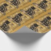 Golden Decorative Gustav Klimt Style Schwarze Katz Geschenkpapier (Ecke)