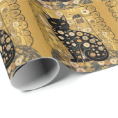 Golden Decorative Gustav Klimt Style Schwarze Katz Geschenkpapier (Rolleneckpunkt)