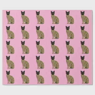 Golden Decorative Gustav Klimt Style Schwarze Katz Geschenkpapier