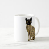 Golden Decorative Gustav Klimt Style Schwarze Katz Kaffeetasse (VorderseiteRechts)