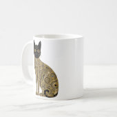 Golden Decorative Gustav Klimt Style Schwarze Katz Kaffeetasse (Vorderseite Links)