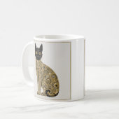 Golden Decorative Gustav Klimt Style Schwarze Katz Kaffeetasse (Vorderseite Links)
