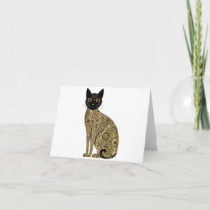 Golden Decorative Gustav Klimt Style Schwarze Katz Karte