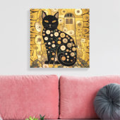 Golden Decorative Gustav Klimt Style Schwarze Katz Leinwanddruck (Insitu (Wohnzimmer))